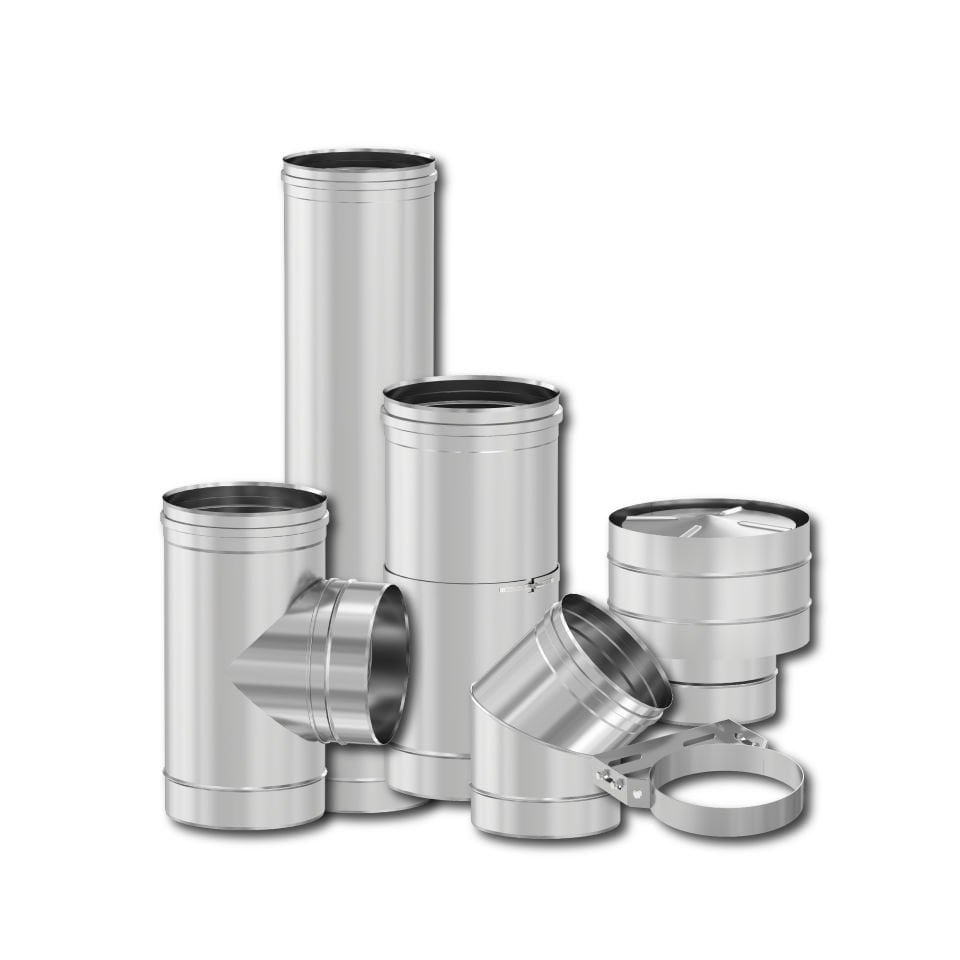 PELET SOBA BORUSU / BOY: 25-16 CM / ÇAP: 8 CM / KROM RENK / 304 KROM / CONTALI / BABA'S STOVE