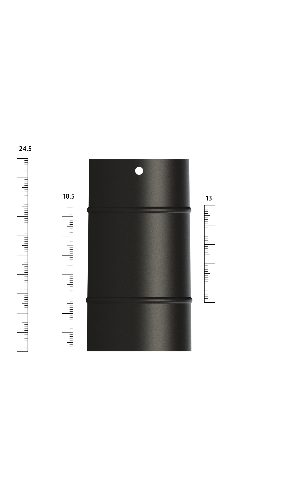 25 LİK SOBA BORUSU / BOY: 20 CM / ÇAP: 13 CM / MAT SİYAH EMAYE / BABA'S STOVE