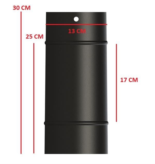 33 LÜK SOBA BORUSU / BOY: 27 CM / ÇAP: 13 CM / MAT SİYAH EMAYE / BABA'S STOVE