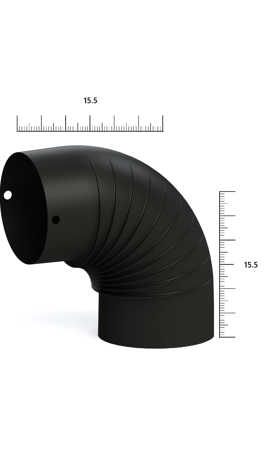 A 90 DİRSEK SOBA BORUSU / BOY: 10 CM / ÇAP: 13 CM / MAT SİYAH EMAYE / BABA'S STOVE - 2
