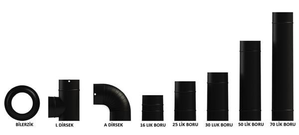 A 90 DİRSEK SOBA BORUSU / BOY: 10 CM / ÇAP: 13 CM / MAT SİYAH EMAYE / BABA'S STOVE