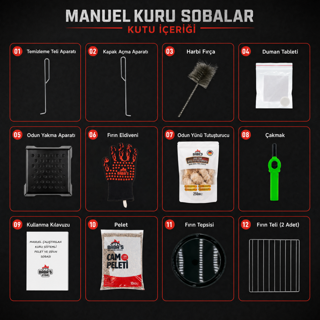 SAPHIRE 10 KW KUZİNE / MANUEL PELET VE ODUN SOBASI / BABA'S STOVE
