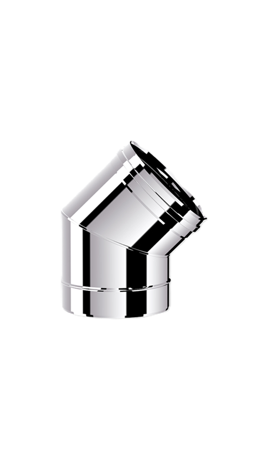 PELET SOBA BORUSU DİRSEĞİ 45 / BOY: 4 CM / ÇAP: 8 CM / KROM RENK / 304 KROM / CONTALI / BABA'S STOVE