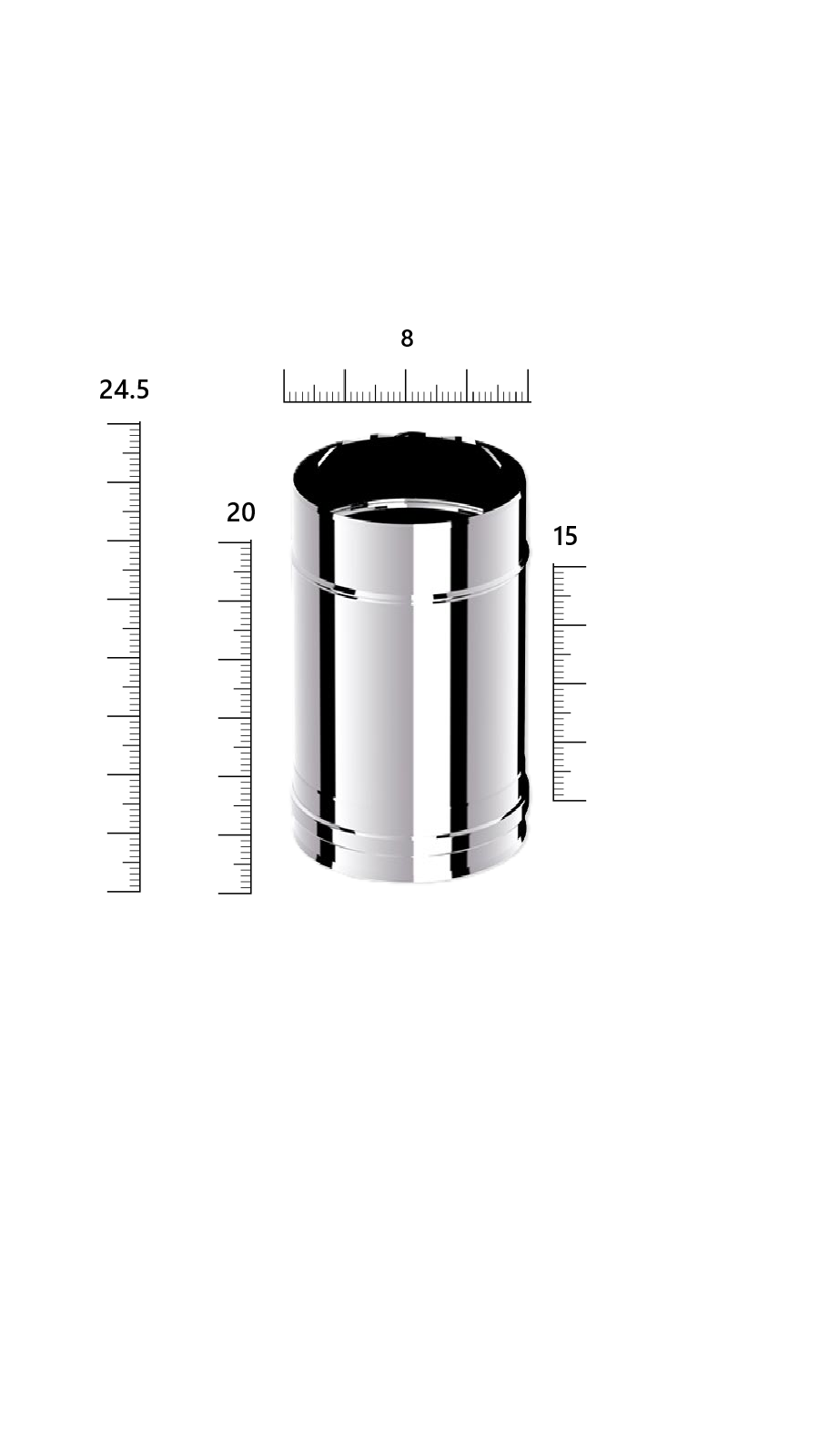 PELET SOBA BORUSU / BOY: 25-16 CM / ÇAP: 8 CM / KROM RENK / 304 KROM / CONTALI / BABA'S STOVE - 2