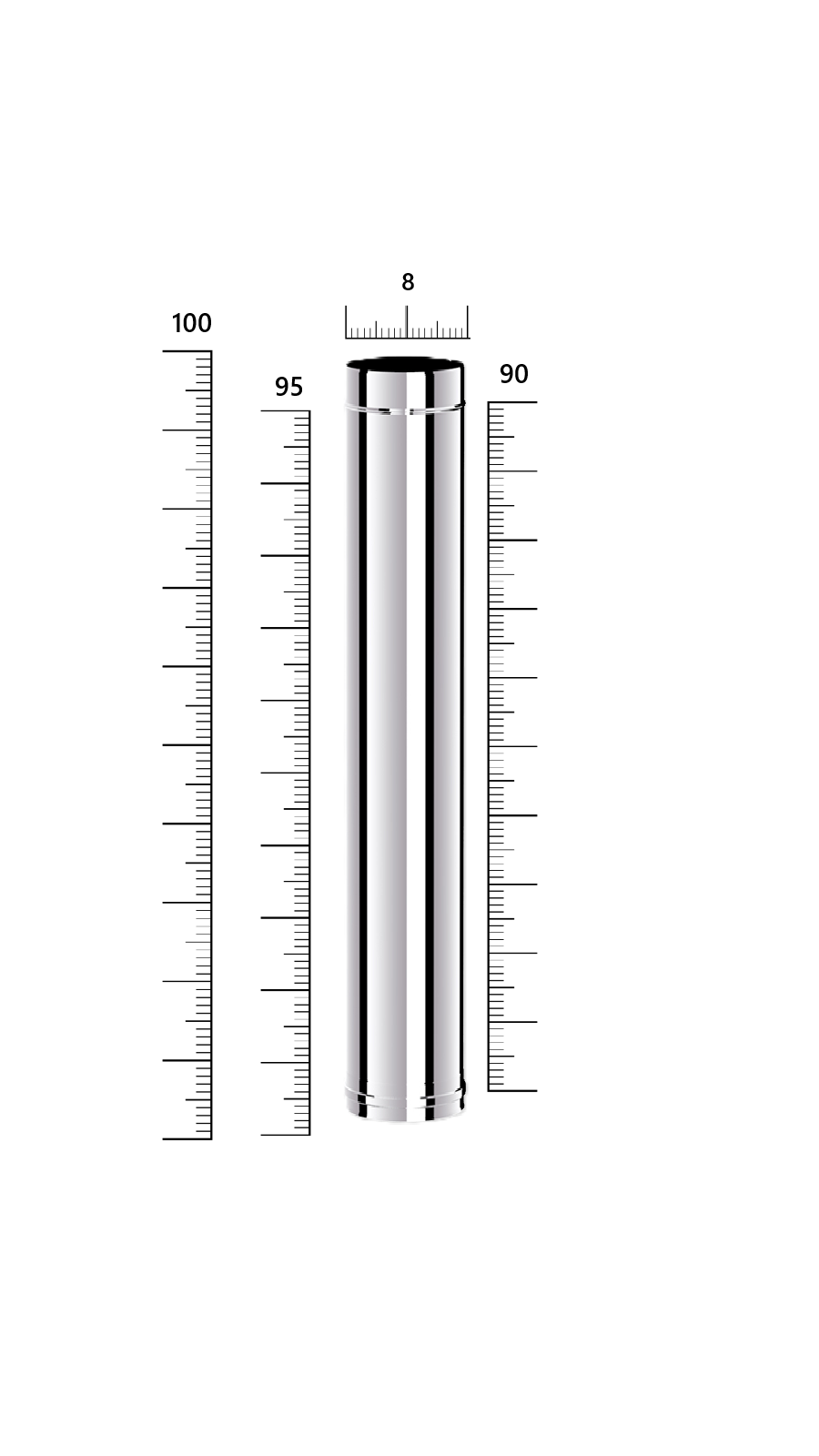 PELET SOBA BORUSU / BOY: 100-91 CM / ÇAP: 8 CM / KROM RENK / 304 KROM / CONTALI / BABA'S STOVE