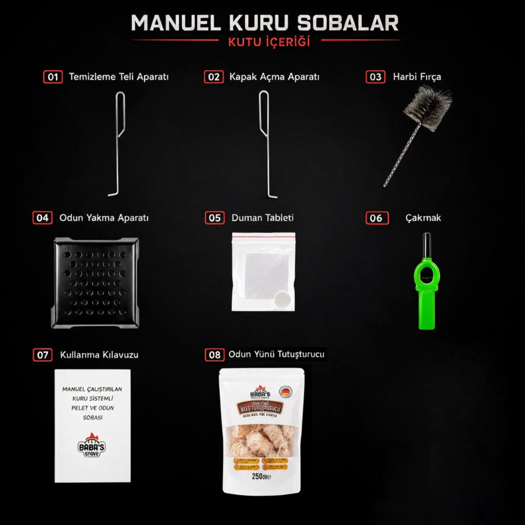 ECO MINI PLUS 8 KW / MANUEL PELET VE ODUN SOBASI / BABA'S STOVE