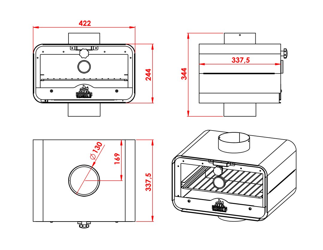 BACA FIRINI / UYUMLU BORU ÇAPI: 15 CM / MAT SİYAH BOYALI / BABA'S STOVE - 5