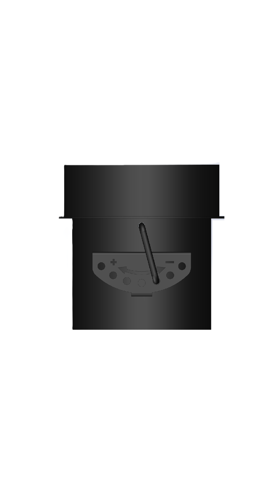 AYARLANABİLİR KLAPELİ BACA REDÜKSİYON / BOY:16 CM, ÇAP: 13>15 CM / MAT SİYAH BOYALI / BABA'S STOVE