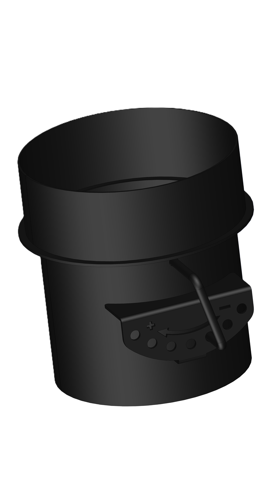 AYARLANABİLİR KLAPELİ BACA REDÜKSİYON / BOY:16 CM, ÇAP: 13>15 CM / MAT SİYAH BOYALI / BABA'S STOVE