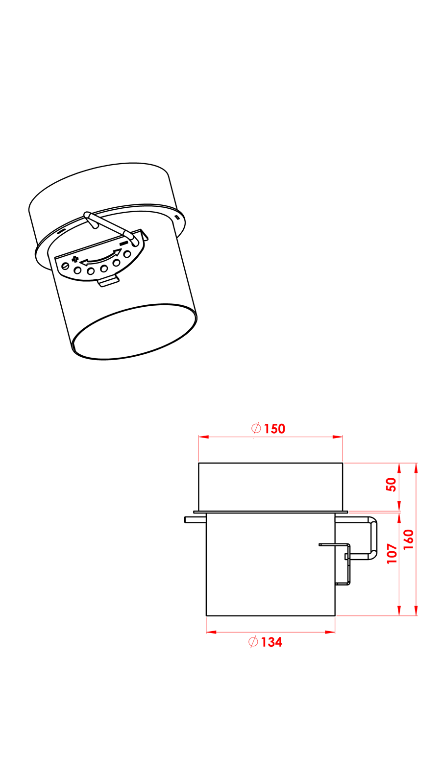 AYARLANABİLİR KLAPELİ BACA REDÜKSİYON / BOY:16 CM, ÇAP: 13>15 CM / MAT SİYAH BOYALI / BABA'S STOVE
