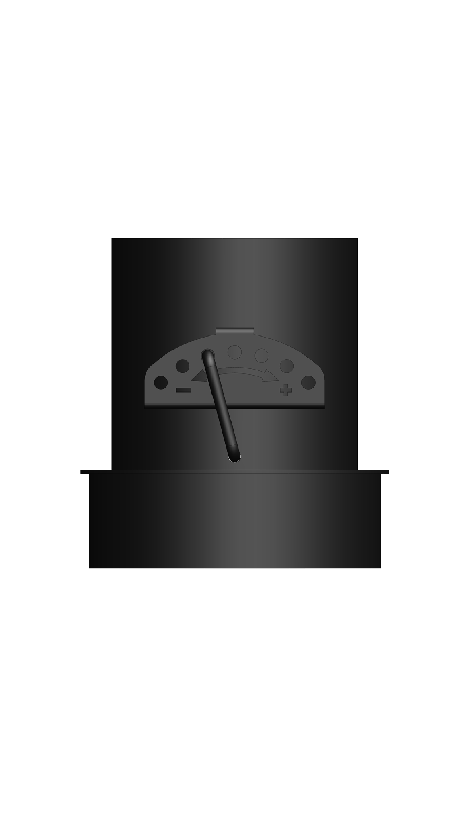 AYARLANABİLİR KLAPELİ BACA REDÜKSİYON / BOY:17.5 CM, ÇAP: 15>13 CM / MAT SİYAH BOYALI / BABA'S STOVE