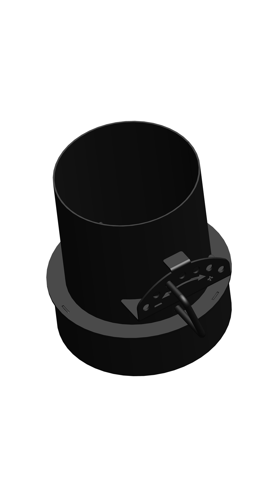 AYARLANABİLİR KLAPELİ BACA REDÜKSİYON / BOY:17.5 CM, ÇAP: 15>13 CM / MAT SİYAH BOYALI / BABA'S STOVE