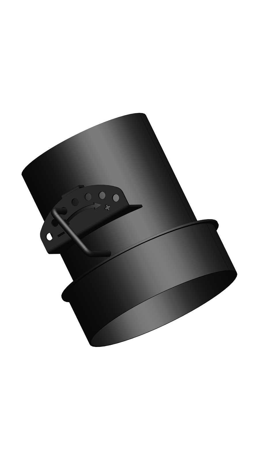 AYARLANABİLİR KLAPELİ BACA REDÜKSİYON / BOY:17.5 CM, ÇAP: 15>13 CM / MAT SİYAH BOYALI / BABA'S STOVE