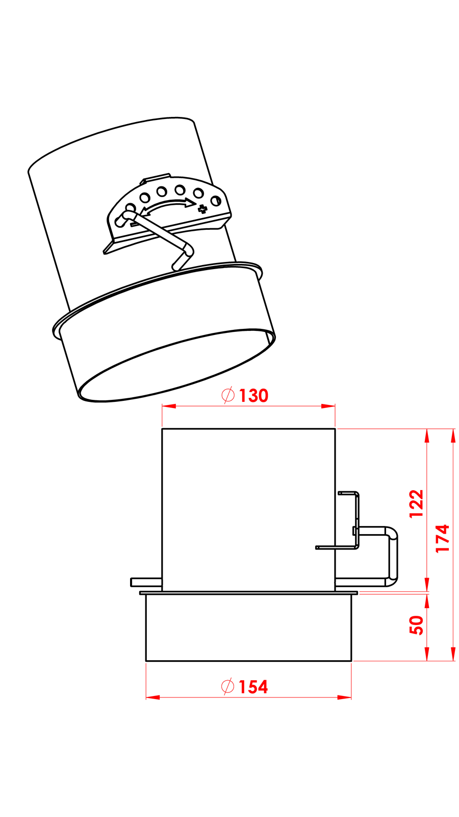 AYARLANABİLİR KLAPELİ BACA REDÜKSİYON / BOY:17.5 CM, ÇAP: 15>13 CM / MAT SİYAH BOYALI / BABA'S STOVE