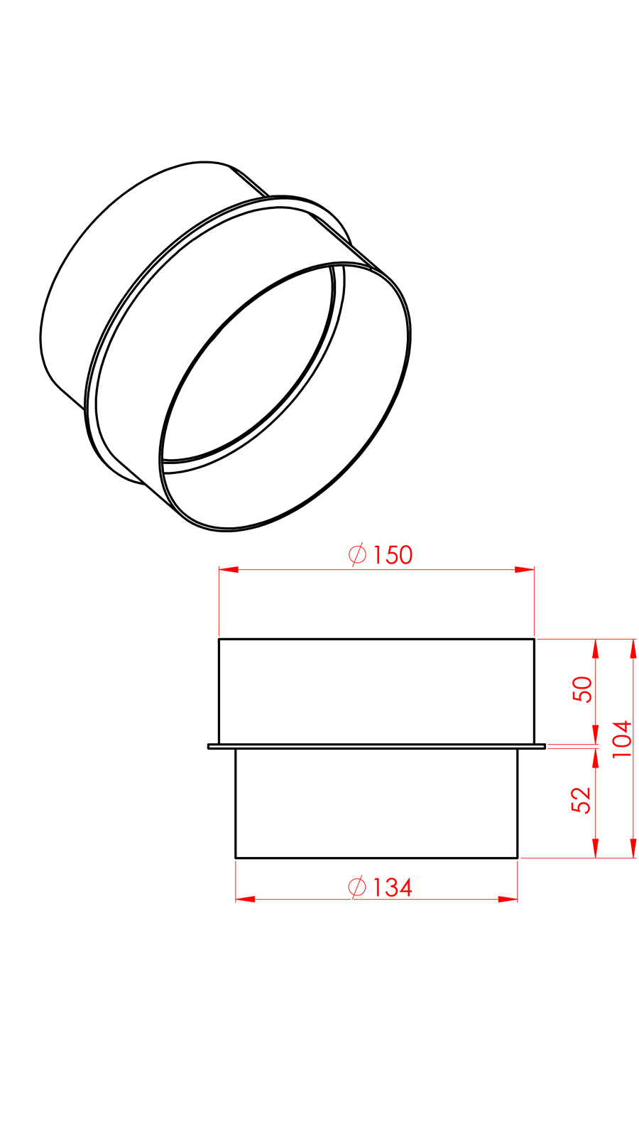 BACA REDÜKSİYON / BOY: 10.5 CM, ÇAP: 13>15 CM / MAT SİYAH BOYALI / BABA'S STOVE