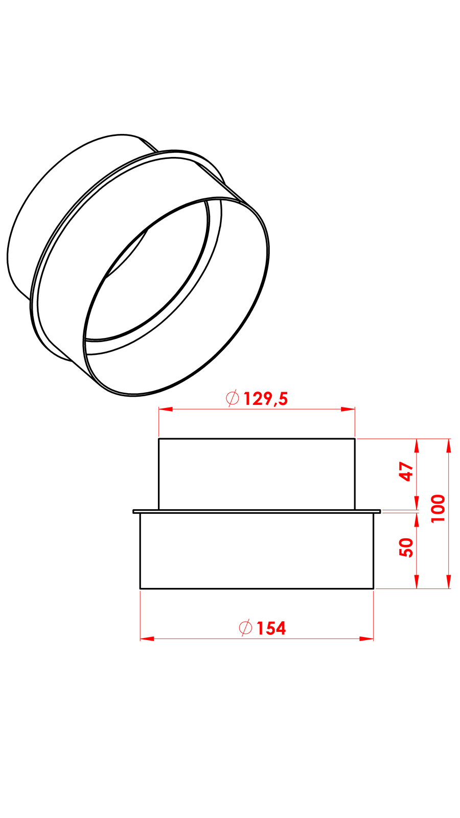 BACA REDÜKSİYON / BOY: 10 CM, ÇAP: 15>13 CM / MAT SİYAH BOYALI / BABA'S STOVE - 2