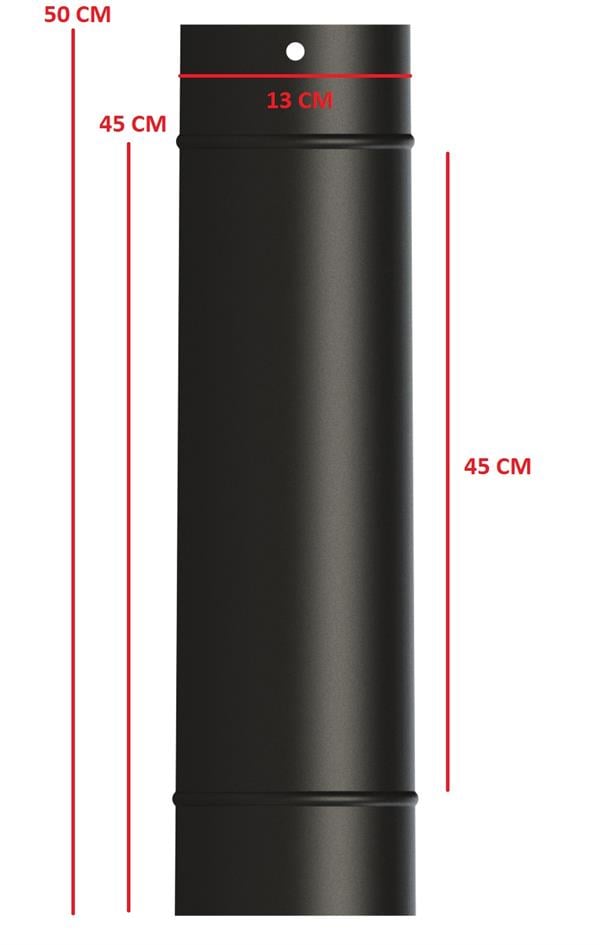 50 LİK SOBA BORUSU / BOY: 45 CM / ÇAP: 13 CM / MAT SİYAH EMAYE / BABA'S STOVE