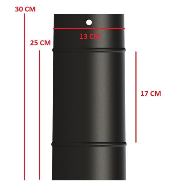 33 LÜK SOBA BORUSU / BOY: 27 CM / ÇAP: 13 CM / MAT SİYAH EMAYE / BABA'S STOVE