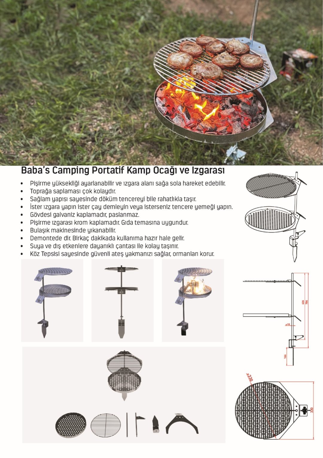 KAMP IZGARASI 3300 - ÇAP: 33 CM - PORTATIF