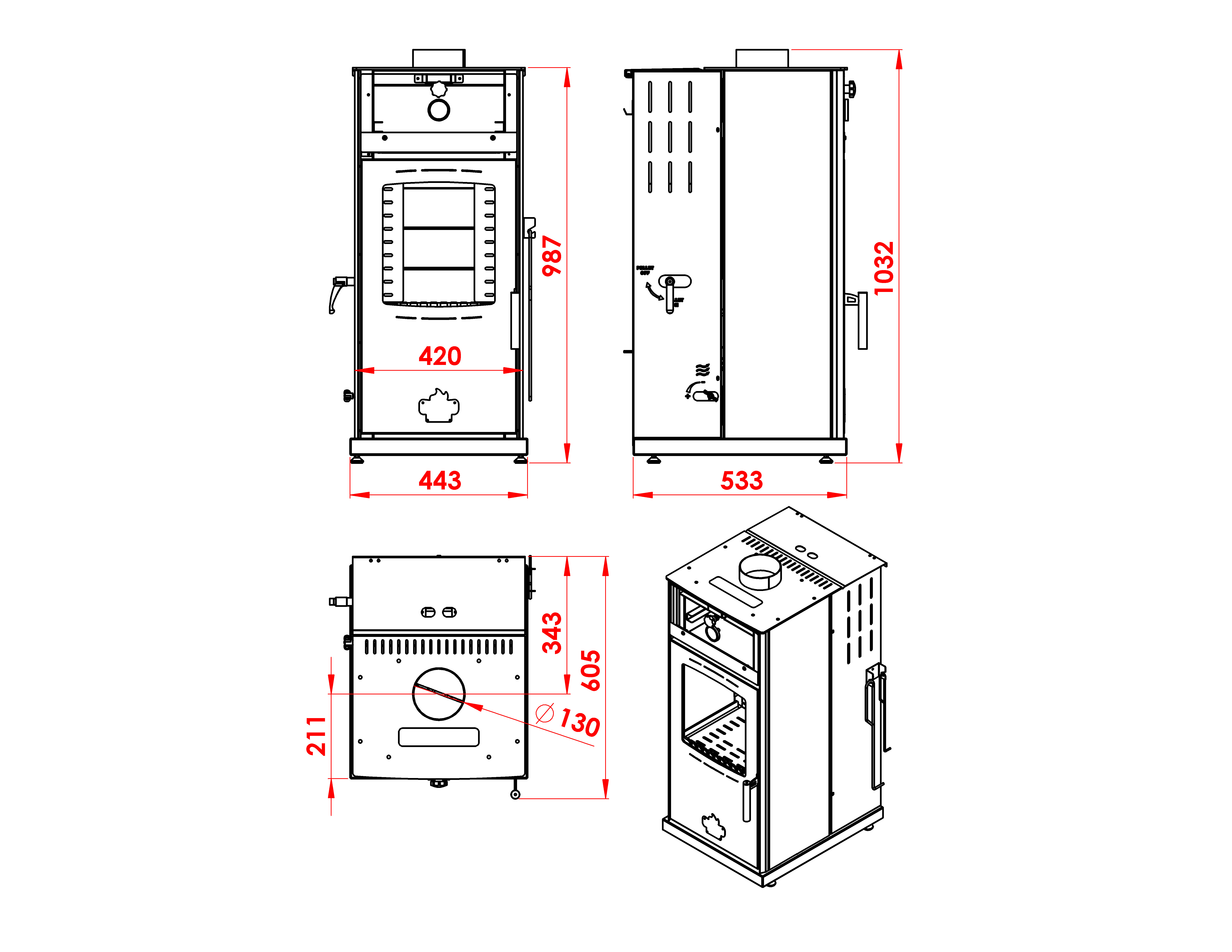 SILVER PLUS 8 KW KUZİNE/ MANUEL PELET VE ODUN SOBASI / BABA'S STOVE