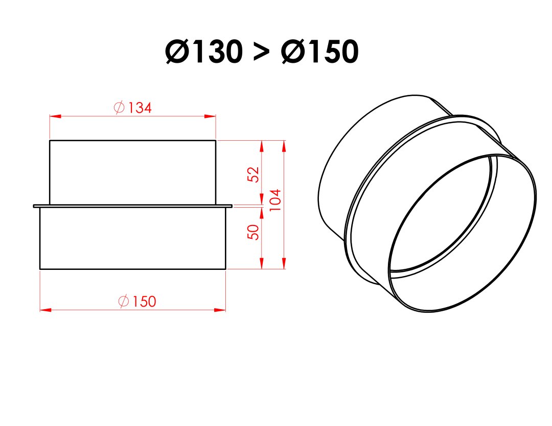 BACA REDÜKSİYON - ÇAP: 13>15 CM / MAT SİYAH - 4