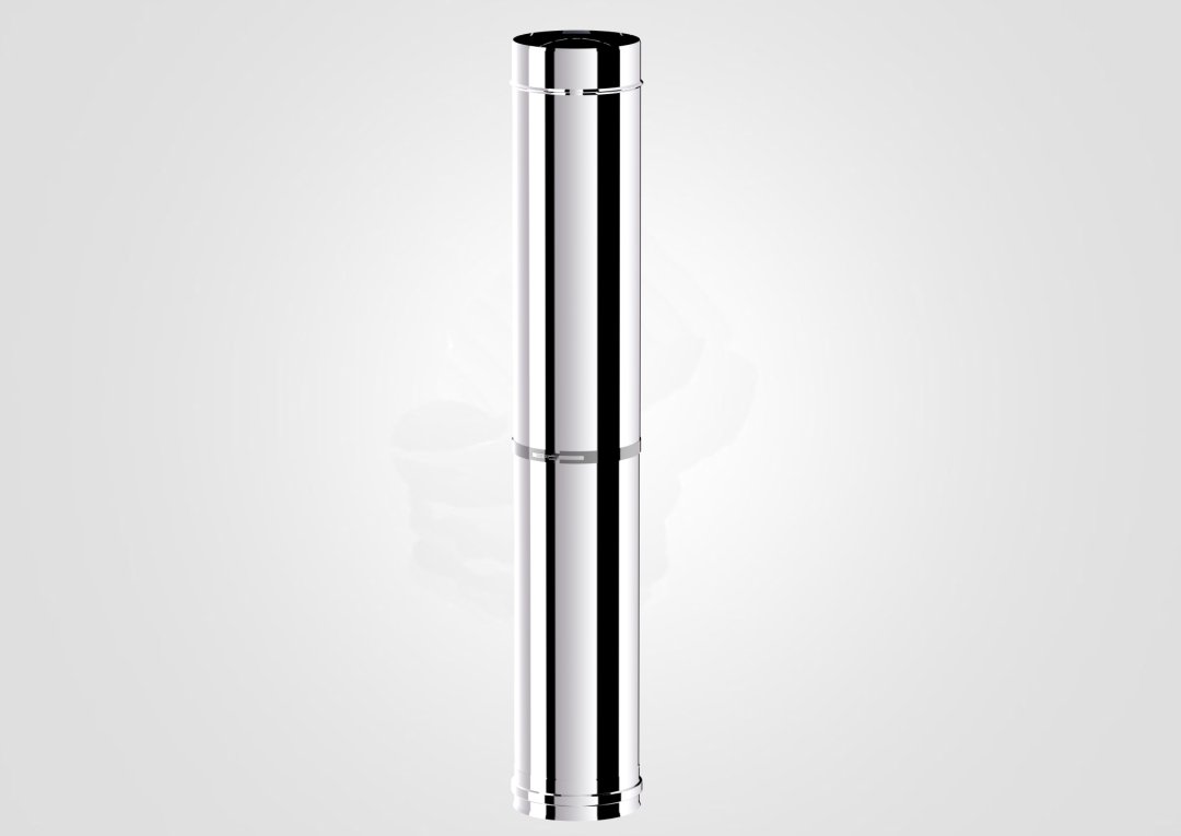 PELET SOBA TELESKOPİK BORU - BOY: 550-900 MM - ÇAP: 8 CM - KROM RENK - CONTALI